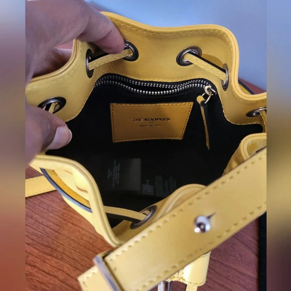 The Kooples Small Tina Leather Yellow Bucket Crossbody Handbag - Picture 9 of 14